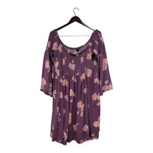 Torrid Mini Challis Off The Shoulder Smocked Skater Dress Purple Women's Size 3X